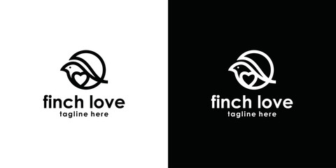 finch and love bird outline logo vector icon illustration