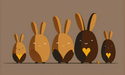 Easter Bunny Eggs Cute Illustration