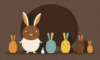 Easter Bunny Eggs Cute Illustration