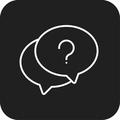 Question Feedback icon with black filled line style. help, faq, ask, information, bubble, speech, support. Vector illustration