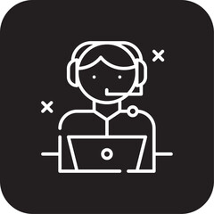 Support Feedback icon with black filled line style. chat, customer, service, information, call, contact, communication. Vector illustration