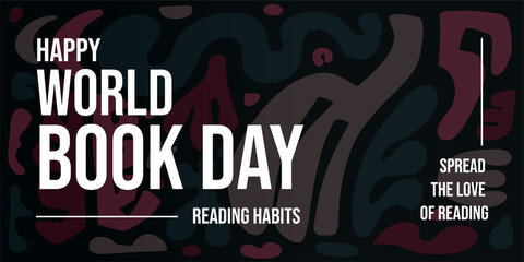 Happy World Book Day. Hand drawn contemporary abstract shapes. circles, ovals. Abstract style, design for fabric, textile, paper. Dynamical colored forms and line. Vector