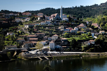 Fototapeta na wymiar View of a small town on the road to the Douro Valley. .