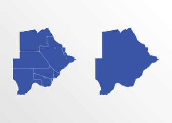 Blue Map of Botswana with regions