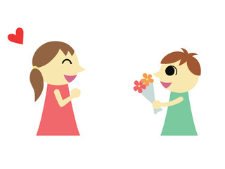 母親に花束を渡す男の子2