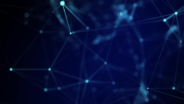 Futuristic geometric flow with connecting points and lines. Abstract blue digital background. Global network concept. Big data complex with compounds. 3D rendering.