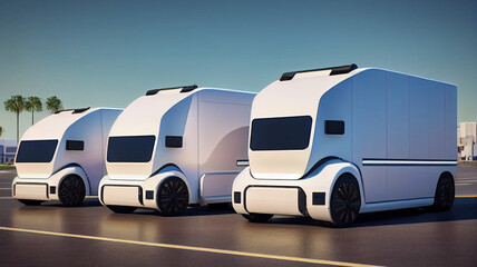 Autonomous self driving logistics vehicle for package delivery. 
Advanced futuristic technology powered by artificial intelligence connected to smart grid and smart citys.