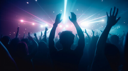 Background banner of people dancing and partying in dance or nightclub. For event and nightlife promotion.