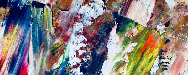 Color texture. Hand drawn oil painting on canvas. Abstract art background. Modern, contemporary art. Colorful canvas. Wall decor background	