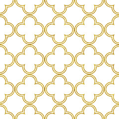 Seamless elegant pattern in golden and white colors. Elegant lines on a white background. Vector illustration.