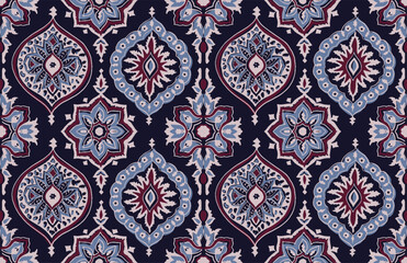 Digital seamless pattern block print batik vector