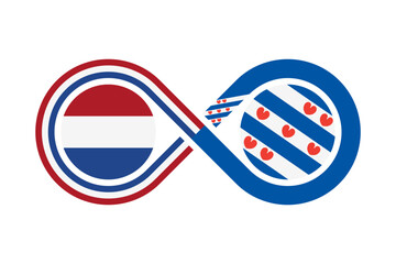 unity concept. dutch and frisian language translation icon. vector illustration isolated on white background