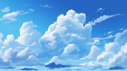 blue sky with white cloud background. Generative AI.