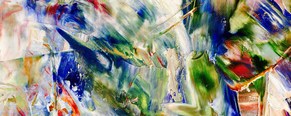 Color texture. Hand drawn oil painting on canvas. Abstract art background. Modern, contemporary art. Colorful canvas. Wall decor background	