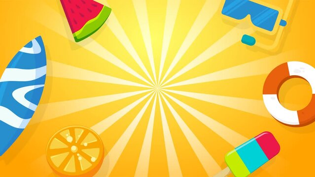 Summer stuff animated background. Happy summer with copy space area background.
