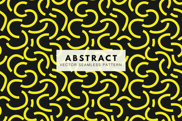 Curvy yellow lines on a black background vector abstract seamless repeating pattern