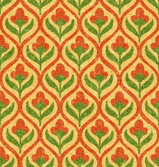 Seamless elegant floral pattern. Grunge texture with fabric imitation. Vector illustration. - 588252140