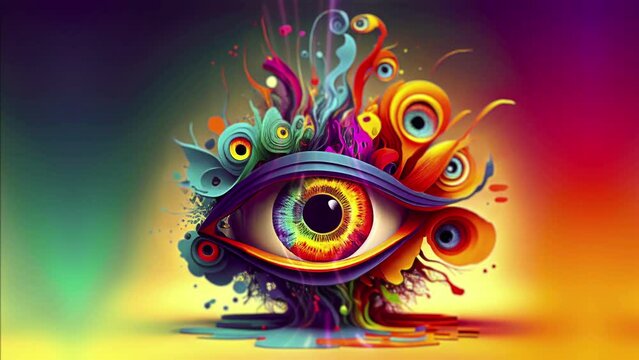 Eye Pop-Art Video Exploring Colorful Creative World Artistic Visuals Loop