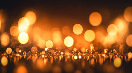 Abstract blurred golden background with bokeh, generative AI.