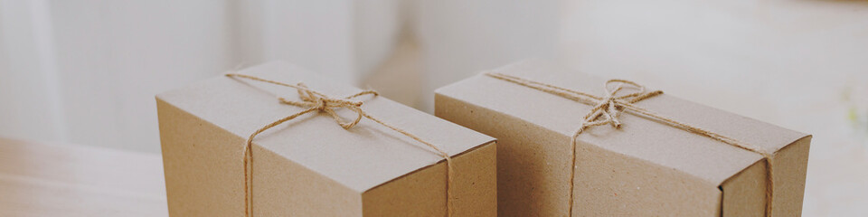 Banner with cardboard boxes