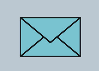 New message icon. Communication and interaction on Internet, business correspondence. UI and UX design, notification for programs and applications in retro style. Cartoon flat vector illustration