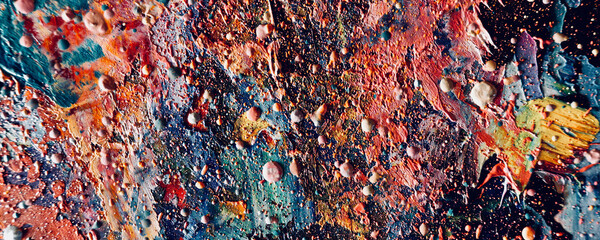 Color texture. Hand drawn oil painting on canvas. Abstract art background. Modern, contemporary art. Colorful canvas. Wall decor background	