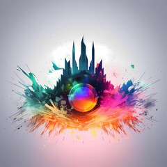 Festival Concept. Colorful Design. Abstract Soundwave explosion.  Sound. Electronic music. EDM. Created by generative AI