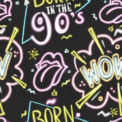 Born In The 90's Pattern Background Hand Drawn Illustration