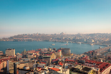 Aerial view of Istanbul from Galata tower, Istanbul panorama from the top