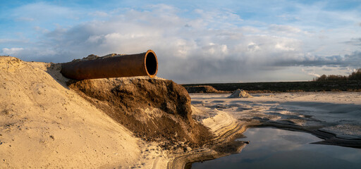 Tank of tailings,from the dredging of the fairway and the entrance to the port