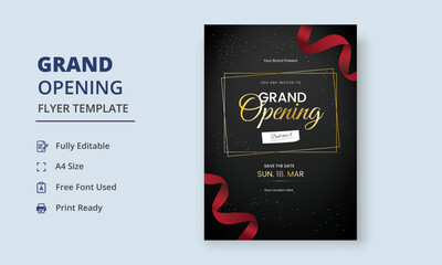 Grand Opening Flyer Template, Realistic grand Opening Invitation, Inauguration Flyer Template, Grand opening ceremony invitation flyer