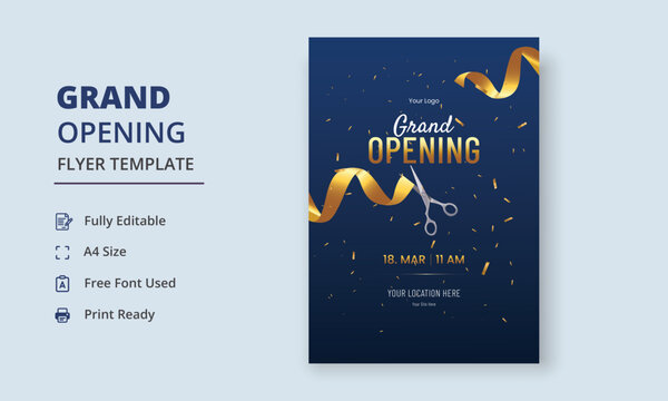 Grand Opening Flyer Template, Realistic grand Opening Invitation, Inauguration Flyer Template, Grand opening ceremony invitation flyer