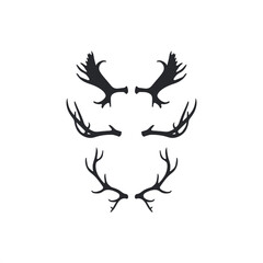 Set of deer antler moose horn logo design template