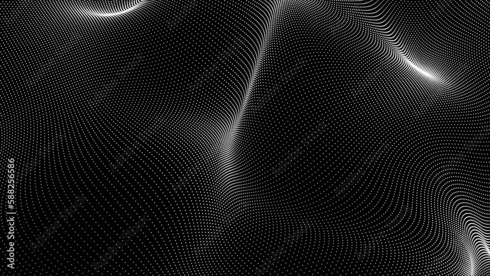 Poster vector illustration. halftone texture with dots. geometric abstract background with connected lines 