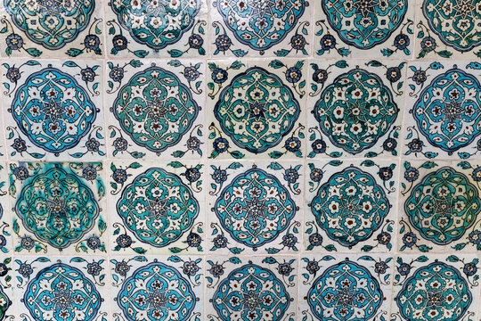 Mosaic pattern on the wall of Topkapi palace Istanbul Turkey