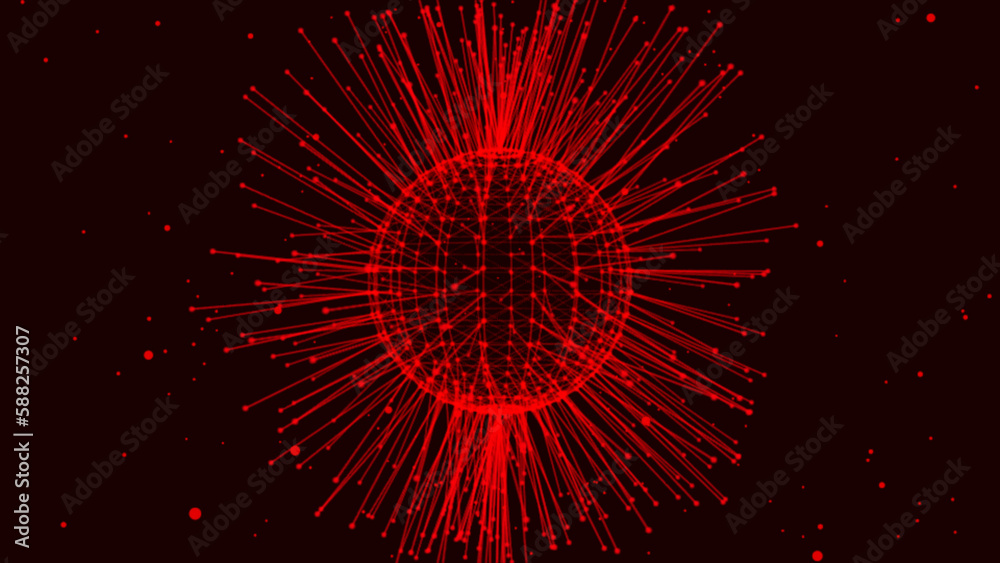  abstract red plexus technology science on rotating sphere concept sphere. digital technology plexus 