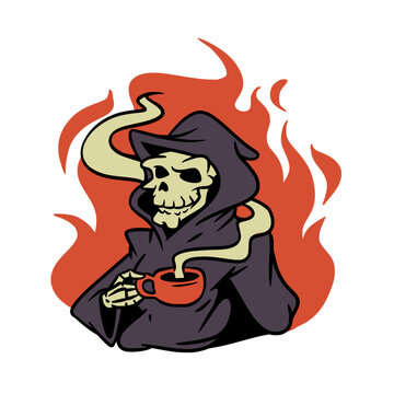 Coffee skull in fire
