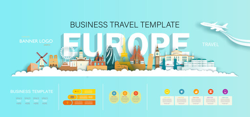 Infographic Template Landmark Travel Europe and City Monument Architecture Skyline. © Painterstock