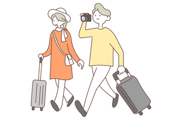 旅行に出かけるカップル