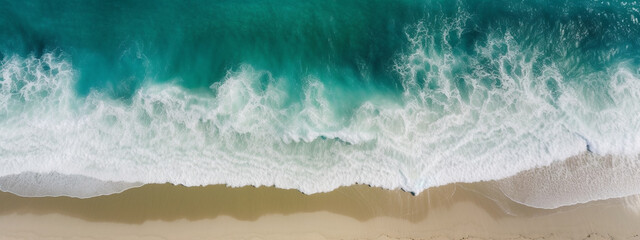 beach ocean clear blue water waves. Generative AI