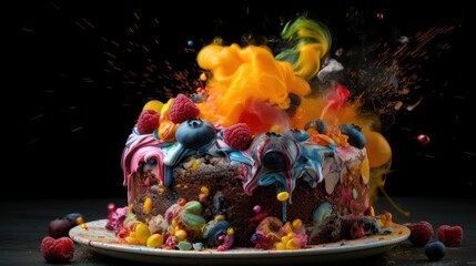 Fototapeta na wymiar Abstract cake, explosion, generative ai