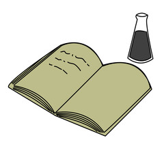 illustration of a book with a glass of water