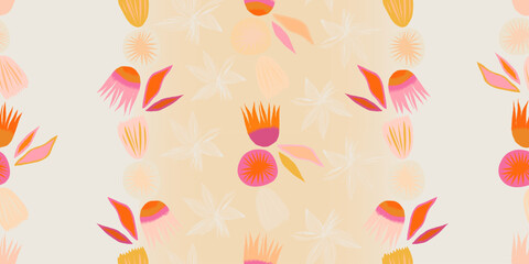 Hand drawn artistic ethnic flowers ornament print. Cute modern style pattern. Fashionable template for design.