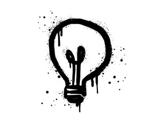 Spray painted graffiti bulb icon. Symbol of idea, creativity drip symbol. isolated on white background. vector illustration © Receh Lancar Jaya
