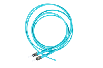 Fiber optic patch cord cables on white background