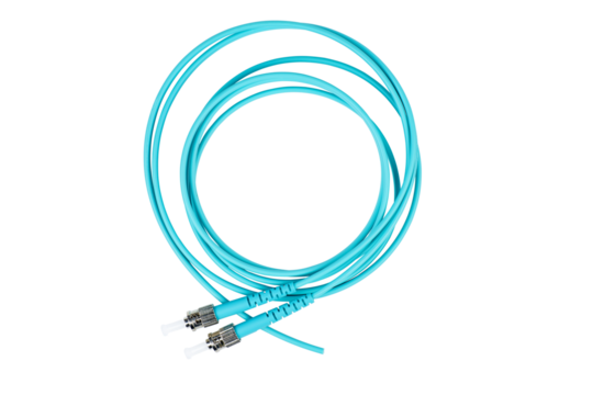 Fiber optic patch cord cables on white background