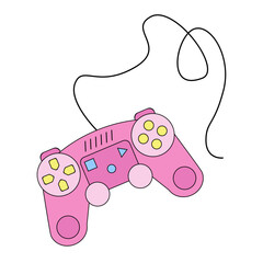 Retro game joystick Y2K collection object, sticker, portable music system. © Diana Berber