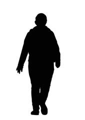 silhouette of woman with cap walking