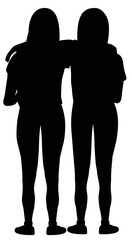 drawing of two women hugging together. Concept of friendship, human rights, equality, brotherhood. vector illustration