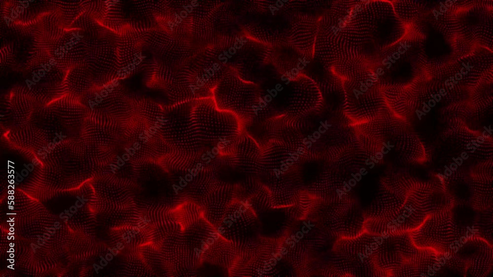 Poster red color communication and technology network background withm oving lines and dots. beautiful moti